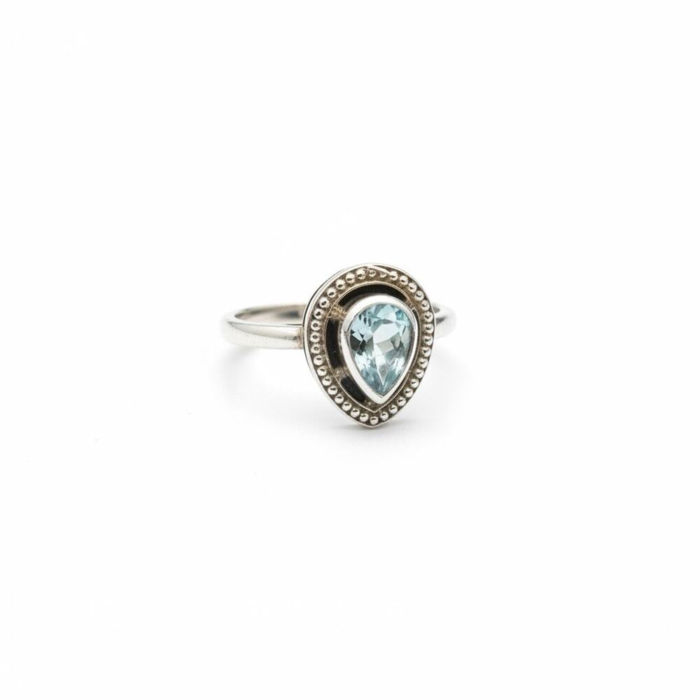 JEWELRY SOLID 925 STERLING SILVER GENUINE BLUE OPAL SIZE 7 RING VINTAGE HANDMADE